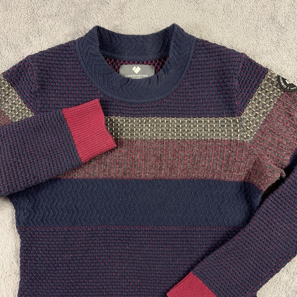 Obermeyer Sweater Womens Size Small Lambswool Blend Stripe Color‎ Block Patch